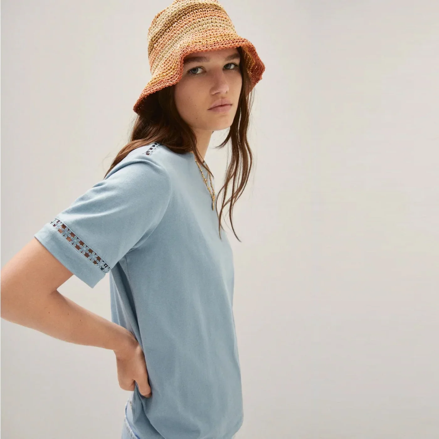 Embroidered Accent T-Shirt - imagine 3