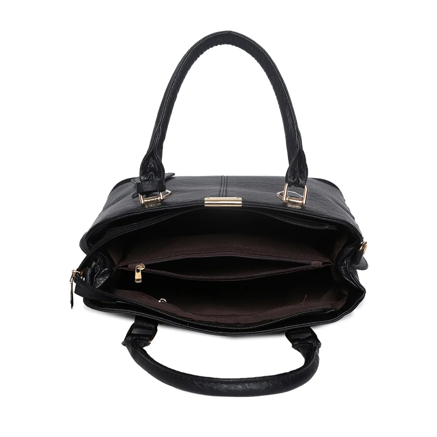 Women's Leather Handbag (Black) - imagine 4