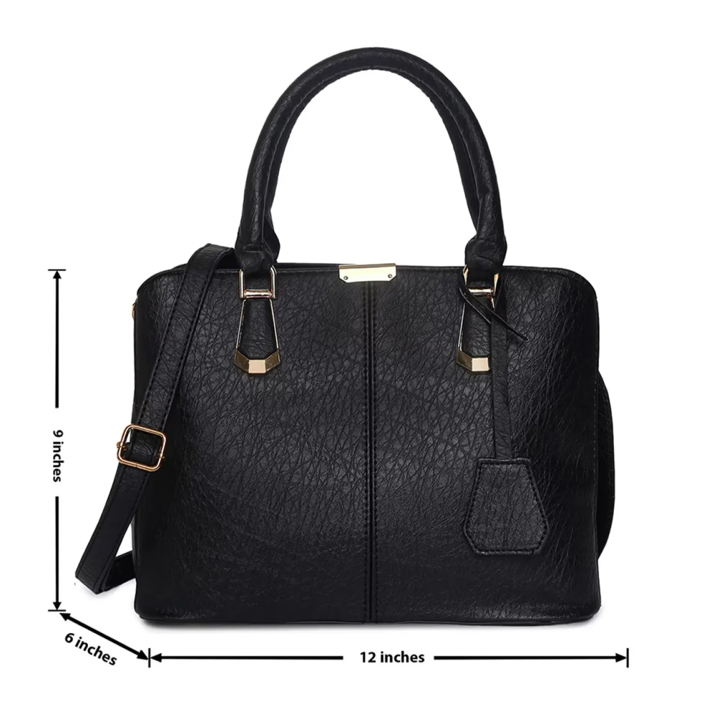 Women's Leather Handbag (Black) - imagine 5